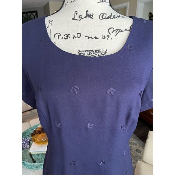 Plaza South 90’s Deep Purple Short Sleeve A-line Dress with Embroidery Size 10 - Picture 6 of 8